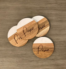 Load image into Gallery viewer, Set of 4 Wood and Faux Marble Coasters
