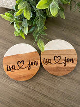 Load image into Gallery viewer, Set of 4 Wood and Faux Marble Coasters
