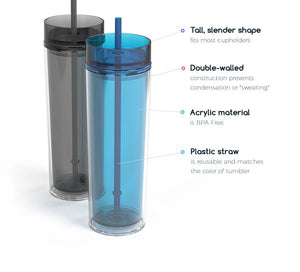 Blanks | 16 oz. Skinny, Acrylic Double-Walled Tumbler