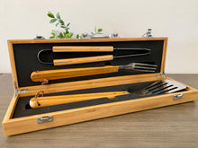 Load image into Gallery viewer, Personalized Engraved Three Piece Bamboo Grill Set
